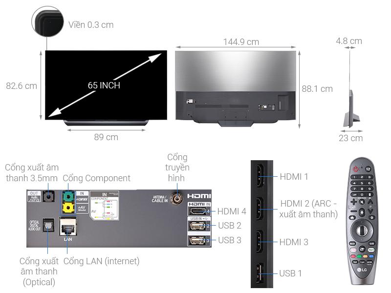 Smart tivi OLED UHD 4K LG 65 inch 65C8PTA
