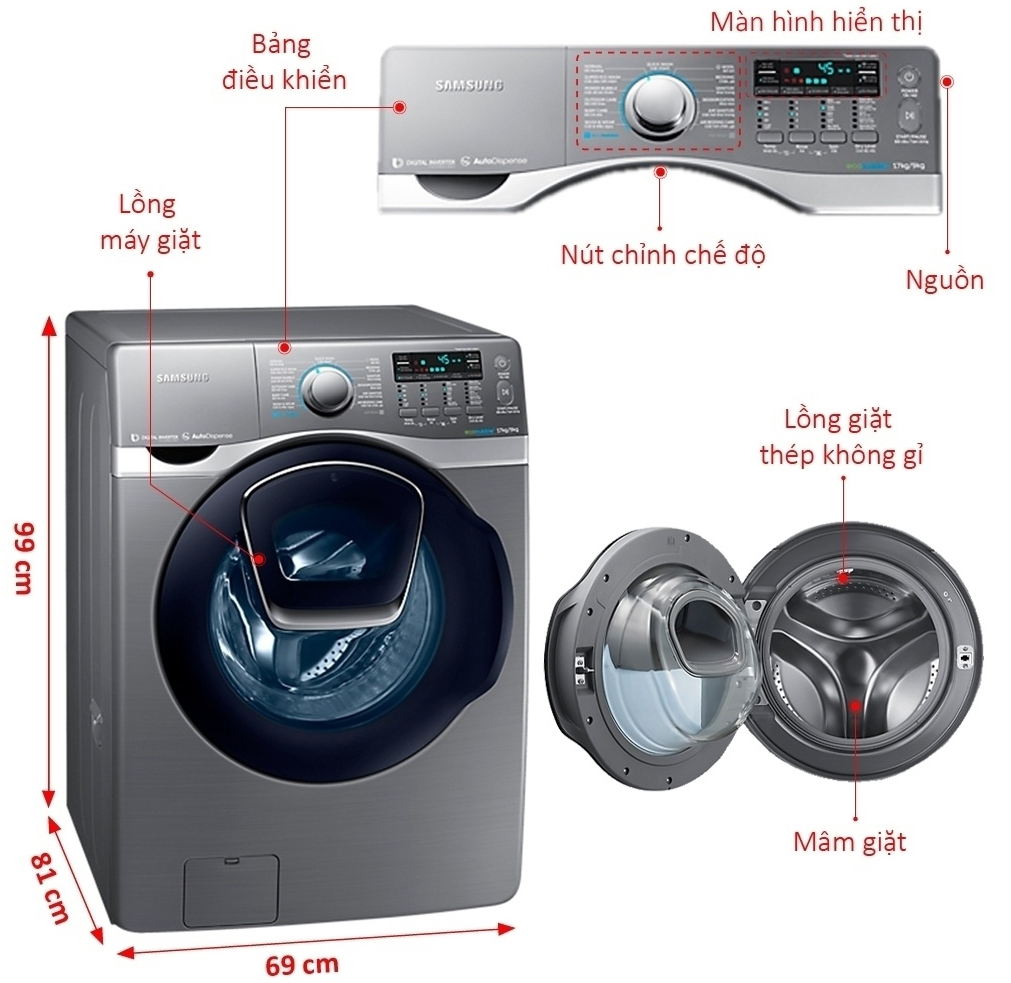 Tính năng nổi bật của máy giặt có sấy Samsung hỗ trợ việc giặt giũ tối ưu