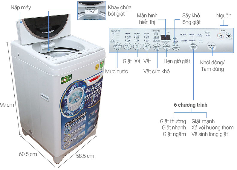 Máy giặt lồng đứng Hitachi Inverter SF-120XAV 220-VT 12kg 
