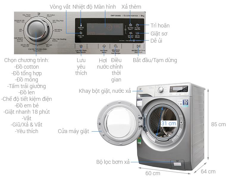 Máy giặt Electrolux EWF12938S hiện đại cao cấp