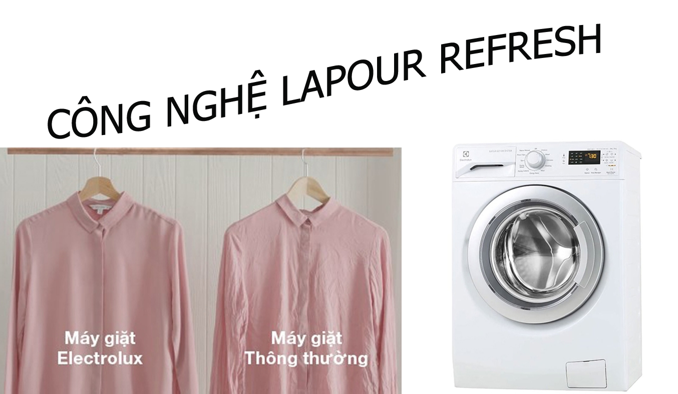 Quần áo sau khi giặt bằng máy giặt Electrolux EWW12853 sẽ ít nhăn hơn nhờ công nghệ Lapour Refresh