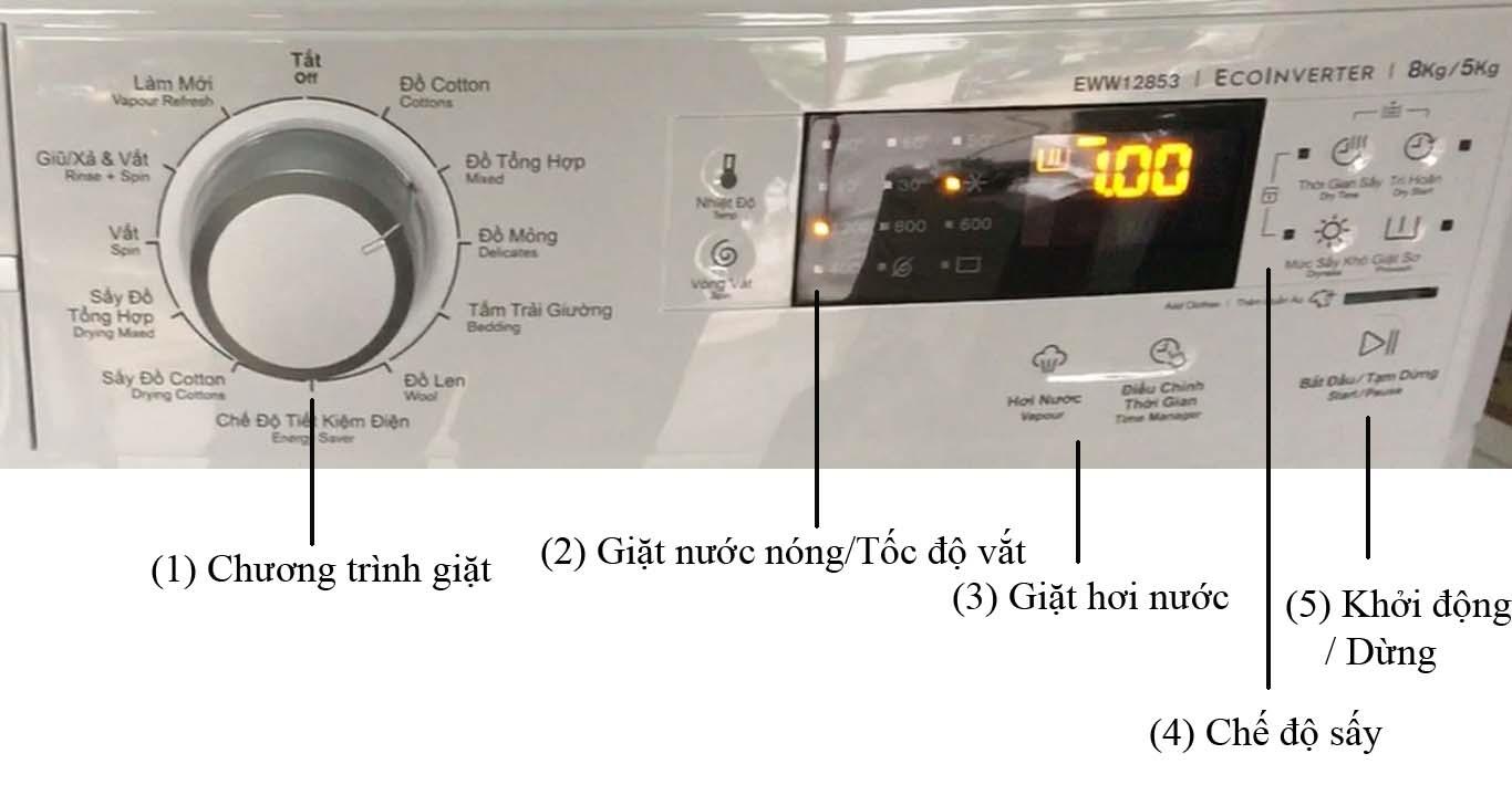 Máy giặt Electrolux EWW12853 dễ dàng sử dụng các chức năng
