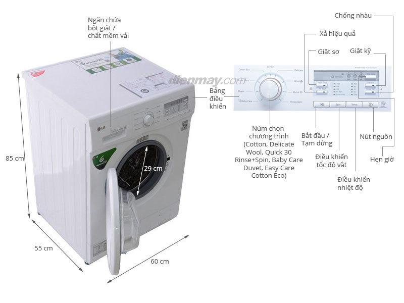 Máy giặt LG WD 8600 thiết kế nhỏ gọn phù hợp với mọi không gian sống