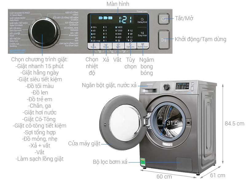 Máy giặt cửa trước Digital Inverter 8kg WW80J54E0BX/SV