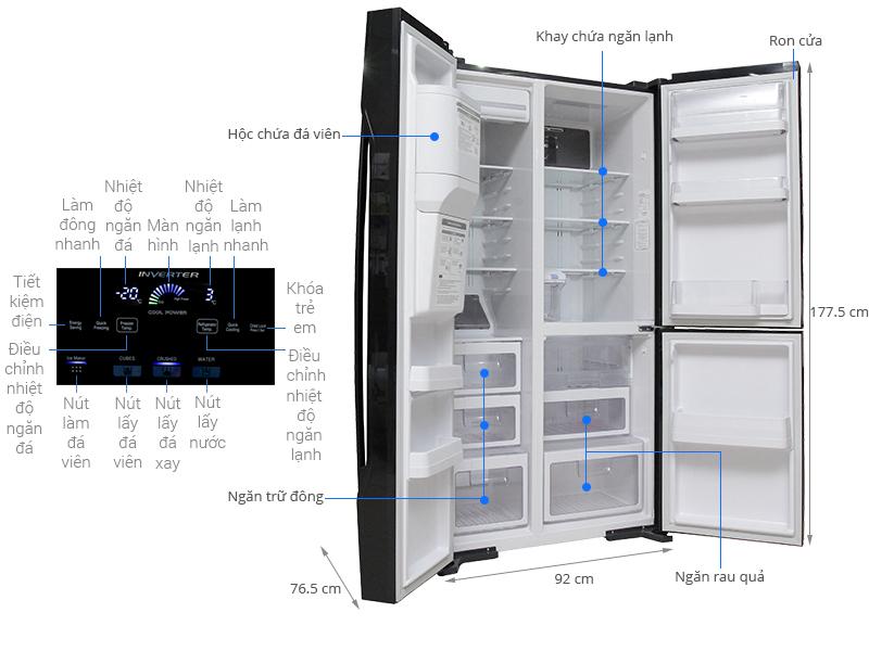 Bảng điều khiển cảm ứng của tủ lạnh Hitachi 3 cánh R-M700GPGV2