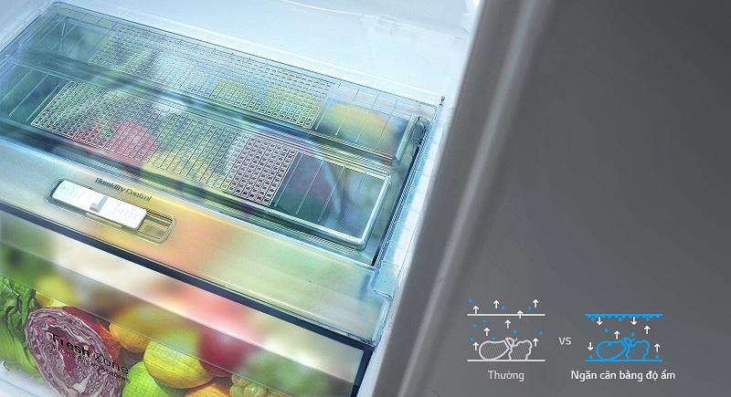 Tủ lạnh Side-by-Side GR-B247JP sở hữu ngăn cân bằng độ ẩm hiện đại