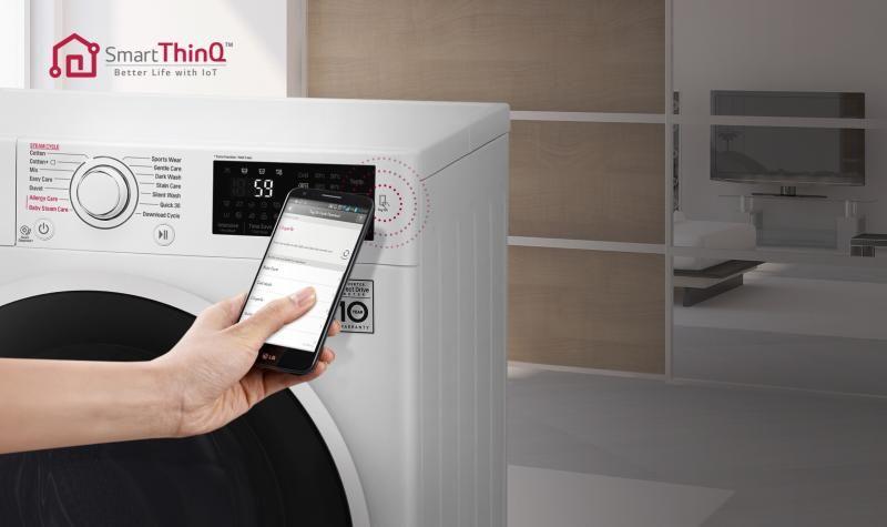 Kết nối điện thoại thông minh giúp dễ dàng, tiện lợi trong việc điều khiển máy giặt