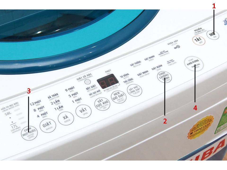 Bảng điều khiển máy giặt Toshiba cửa trên