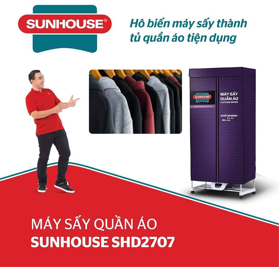 Máy sấy quần áo SHD2707 của Sunhouse chất lượng tốt mà giá cả phải chăng