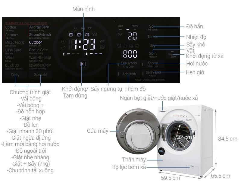 Máy giặt sấy LG FG1405H3W 10.5kg là sản phẩm của LG Electronics