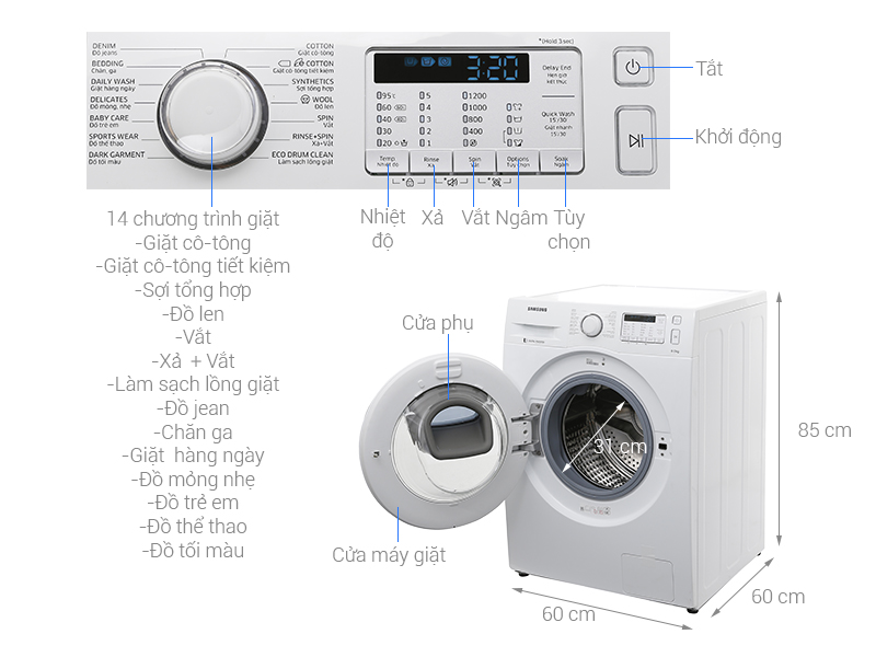 Máy giặt Samsung AddWash WW80K5233YW/SV 