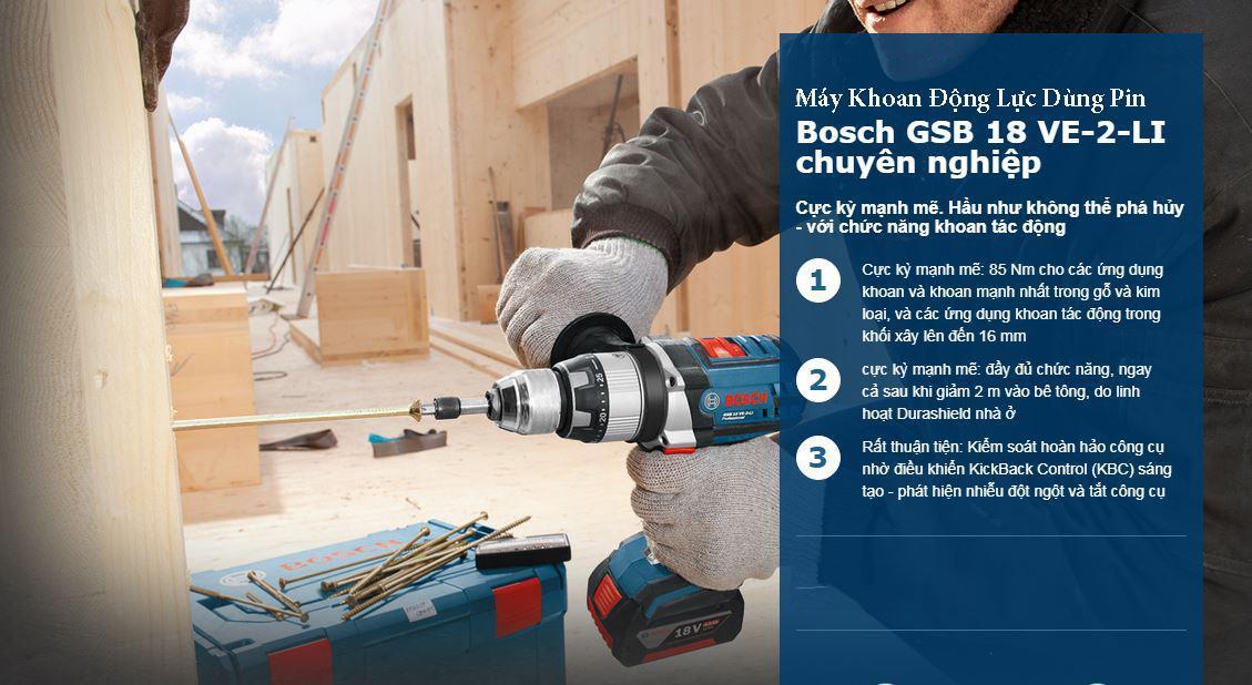 Máy khoan động lực dùng pin Bosch GSB 18-2-LI 