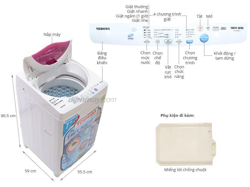 Máy giặt Toshiba A800SV 7kg có hệ thống cân chỉnh mực nước tiết kiệm