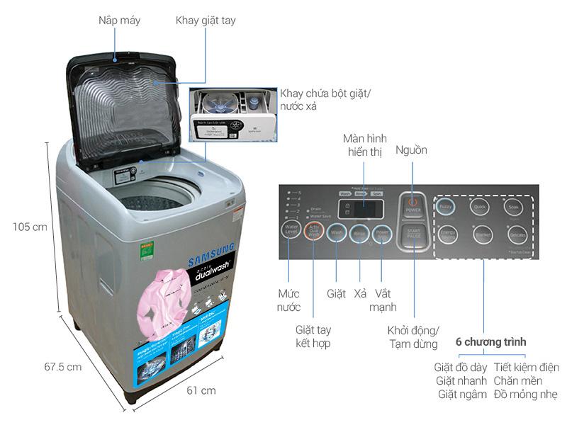 Máy giặt lồng đứng Samsung WA90J5710SG/SV, 9.0kg