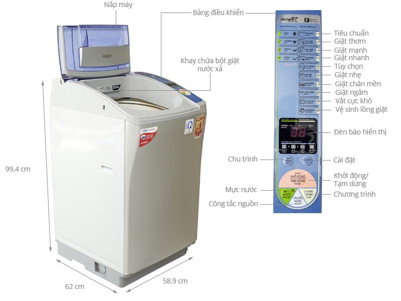 Máy giặt lồng nghiêng Aqua AQW-F800Z2T(S), 8kg