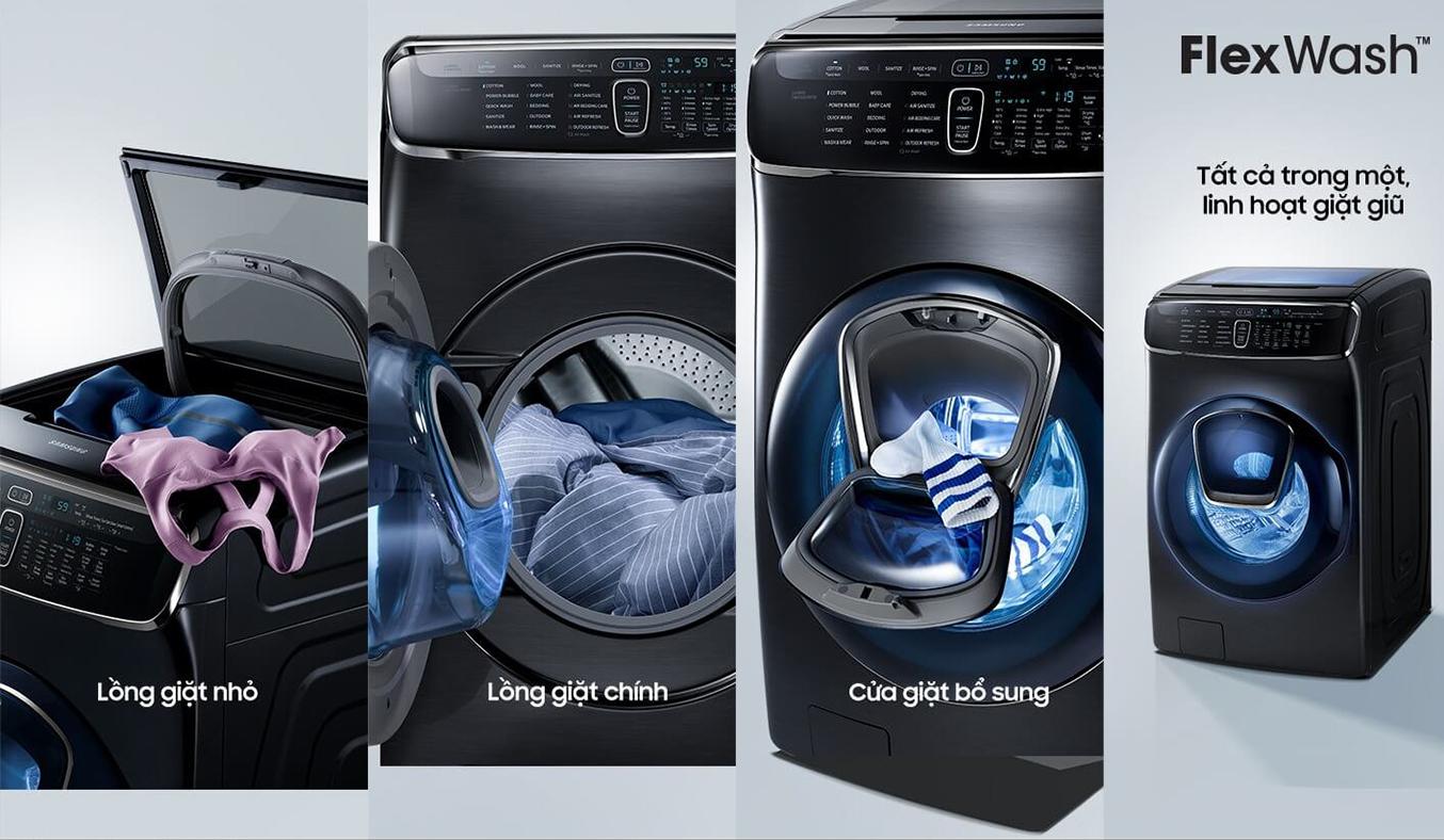 Máy giặt sấy Samsung 21 kg lồng đôi FlexWash WR24M9960KV/SV