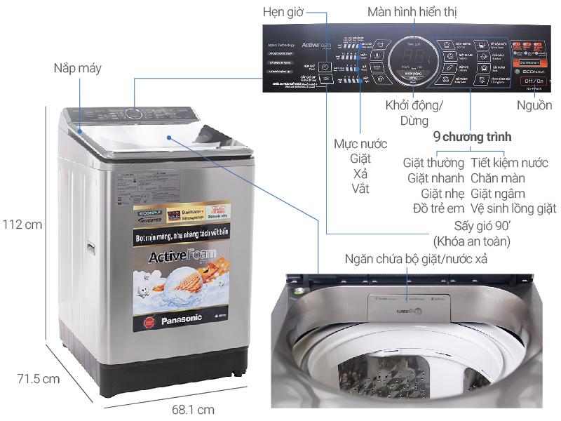 Máy giặt cửa trên Panasonic NA-FS16V7SRV