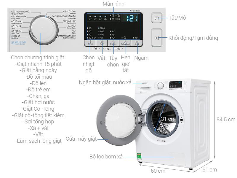 Máy giặt cửa trước Inverter Samsung WW75J42G3KW/SV (7.5kg)