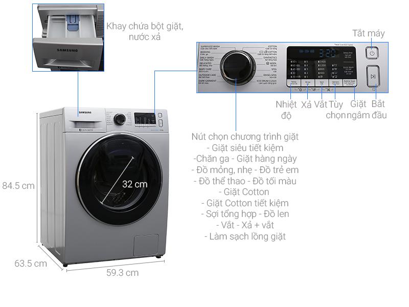 Máy giặt Samsung Inverter cửa trước Addwash 8kg WW80K5410US