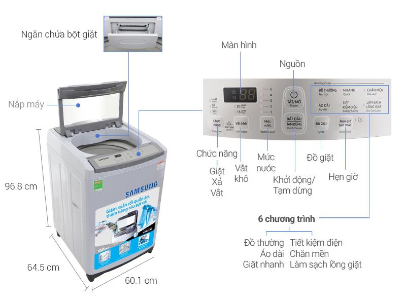 Máy giặt cửa trên Samsung WA90M5120SG/SV 9kg