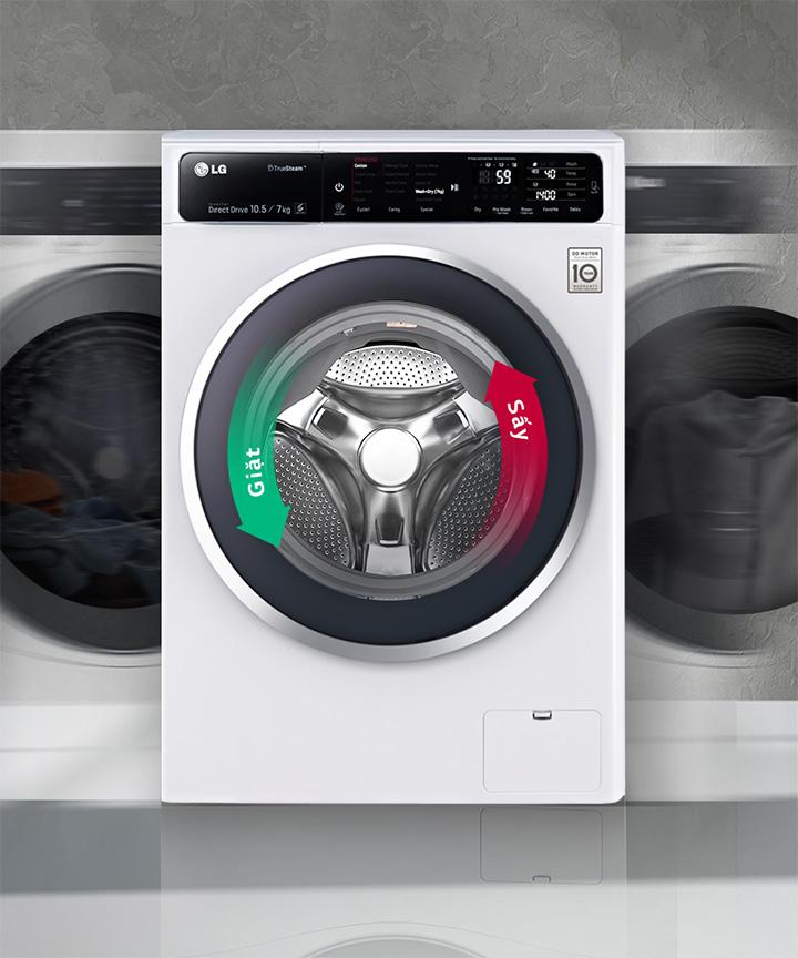 Máy giặt sấy cửa trước inverter LG f2514dtgw thuộc phân khúc giá tầm trung