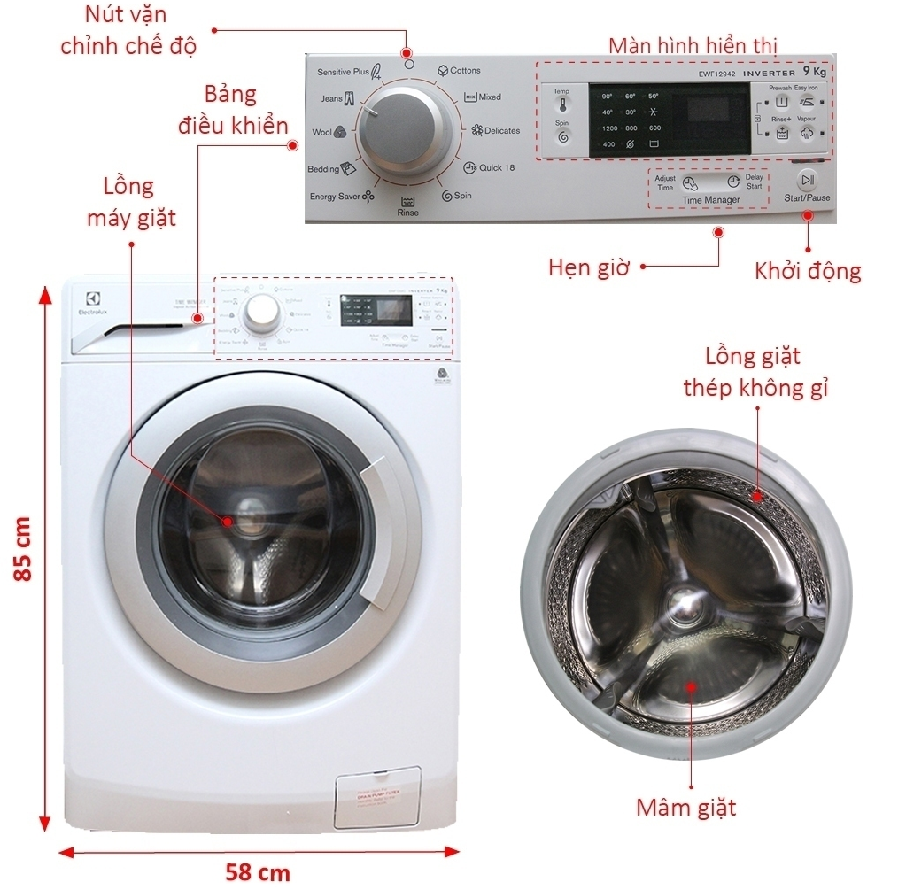 Máy giặt lồng ngang với nhiều ưu điểm, máy giặt Electrolux Inverter 9 kg EWF12942 được nhiều khách hàng tin dùng